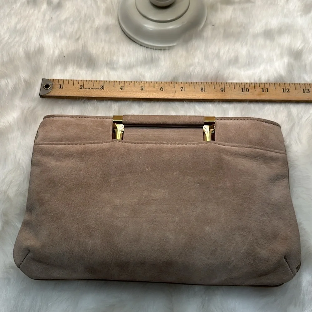 NWT vintage, hush puppies tan handbag, super -suede pig, skin, leather